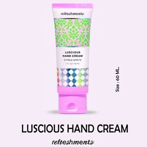 REFRESHMENTS Luscious Hand Cream Citrus Spritz NEW SEALED Tube • 2 fl oz 60 mL
